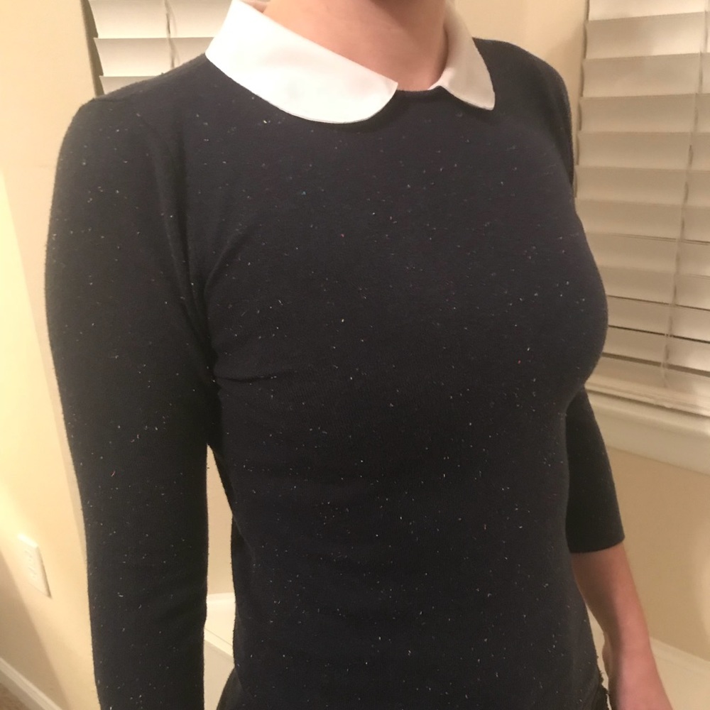 Adorable Navy Blue Sweater w/ Peter Pan Collar